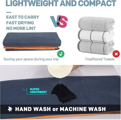 HOEAAS 2 Pack Microfiber Camping Towels
