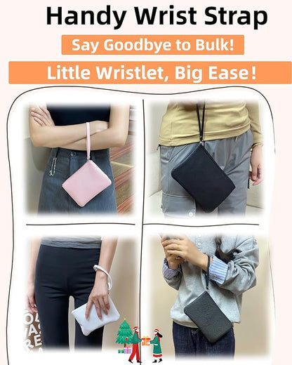 Small Makeup Bag for Purse Mini Cosmetic Pouch Zipper Little Wristlet, Tiny Make Up Organizer Lipstick Feminine Product Car Change Coin Holder for Women Handbags, 8 x 5 Clutch Phone Wallet,1 Red
