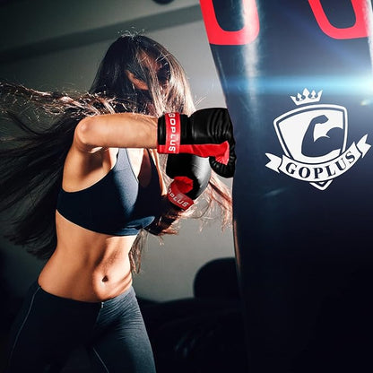 Goplus Punching Bag for Adults, 56 lbs Heavy Hanging Boxing Bag Set with 12 OZ Punching Gloves & Hand Wraps, Filled Kickboxing Bag Perfect for MMA, Muay Thai, Karate, Taekwondo Home Gym Training