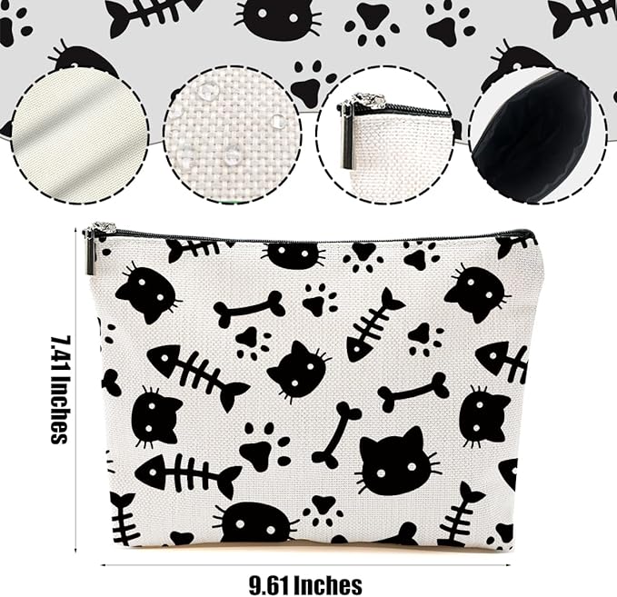 Cute Cat Makeup Bag Cat Gifts Cosmetic Bag Cat Lover Gifts for Women Girls Friends Colleague Cat Themed Gifts Cat Stuff Travel Organizer Zipper Pouch Graduation Birthday Friendship Gifts