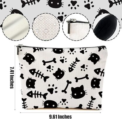 Cute Cat Makeup Bag Cat Gifts Cosmetic Bag Cat Lover Gifts for Women Girls Friends Colleague Cat Themed Gifts Cat Stuff Travel Organizer Zipper Pouch Graduation Birthday Friendship Gifts