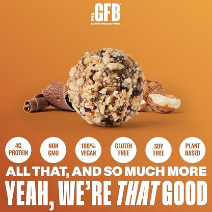 The Gluten Free Brothers Dark Chocolate Hazelnut Bites - Grain Free Protein Balls – Non GMO, Soy Free, Vegan – Paleo Friendly Snack Size Plant Based Protein Energy Balls, 4 oz (6 Count)