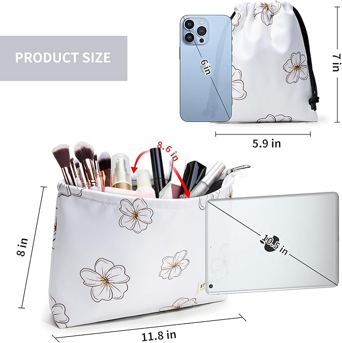 WLLWOO WLLWOO 2pcs Travel Make Up Bags-Cosmetic Bag Nylon Waterproof Large Wide Zipper Coin Purse Travel Toiletry Small Makeup Pouch For Women