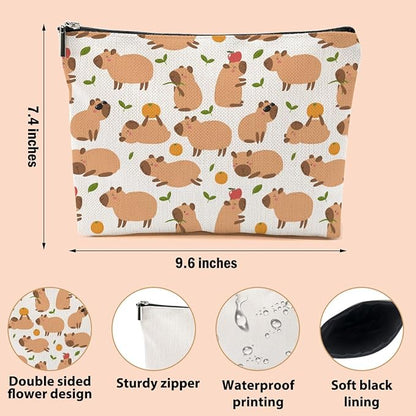 Capybara Makeup Bag, Capybara Gifts for Women, Capybara Lovers Cosmetic Bag Travel Organizer Bags Makeup Pouch, Capybara Stuff Animal Lovers Gifts for Girls Friend Aunt Christmas birthday Gifts