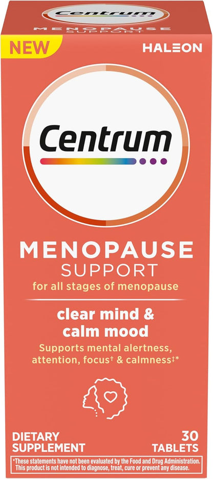 Centrum Clear Mind and Calm Mood Menopause Support Tablets, with Clinically Studied enXtra, 30 Count