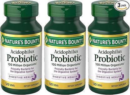 Nature's Bounty Nature's Bounty Probiotic Acidophilus, 360 Tablets (3 X 120 Count Bottles),, 360 Count ()