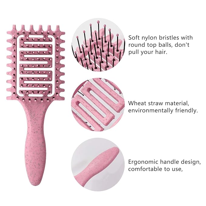 Curl Defining Brush,2024 Curly Hair Brush,Vented Hair Brush for Detangling, Shaping and Defining Curls For Women and Men Less Pulling (2Pcs Purple)
