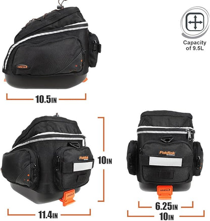 Ibera PakRak Quick-Release Mini Commuter Bike Trunk Bag and Seat-Post Bicycle Carrier Rack Combo