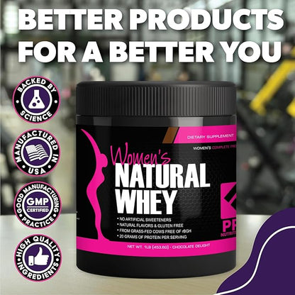Whey Protein Powder for Women - Supports Lean Muscle Mass - Low Carb - Gluten Free - Grass Fed and Rbgh Hormone Free Whey Protein Chocolate Powder (Chocolate Delight, 1 Lb)