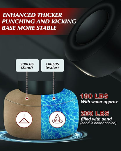 Standing Punching Bag for Adults Teens, 70" Heavy Punching Bag with Stand, Heavy Bag Inflatable Kick Boxing Bag Training Equipment Bags for Training MMA Muay Thai Fitness