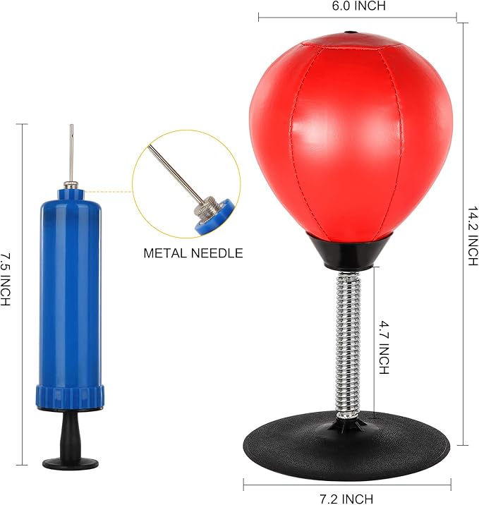 Goldboy Stress Buster - Desktop Punching Bag with Stand and 2 Extra Balls, Boxing Reflex Bag (Red)