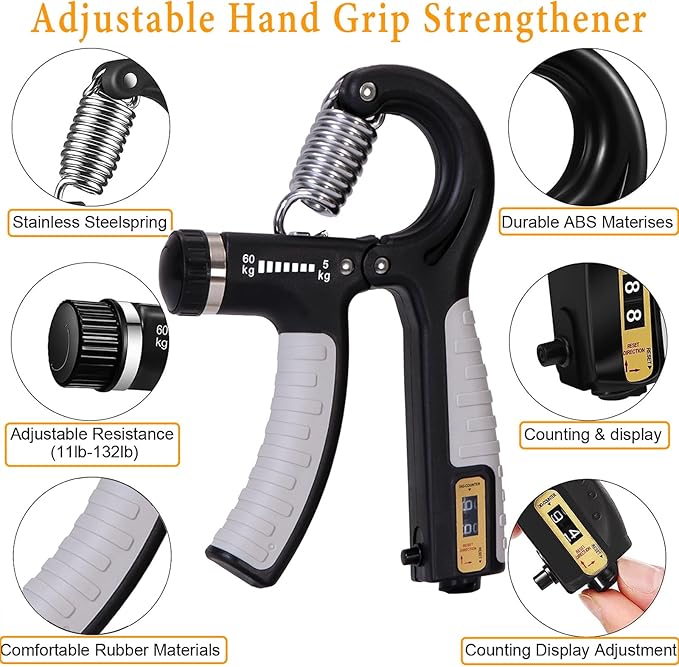 Grip Strength Trainer with Forearm Strengthener Recover(5 PCS)