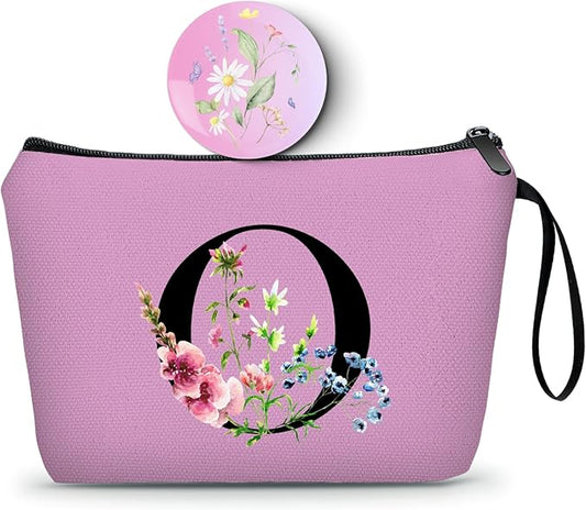 SEAMOON Happy Birthday Friendship Bridesmaid Team Gifts for Employees Women Mom Girl Daughter Teenage Personalized Make up Cosmetic Bag Travel with Mirror Mothers Day Christmas Graduation O