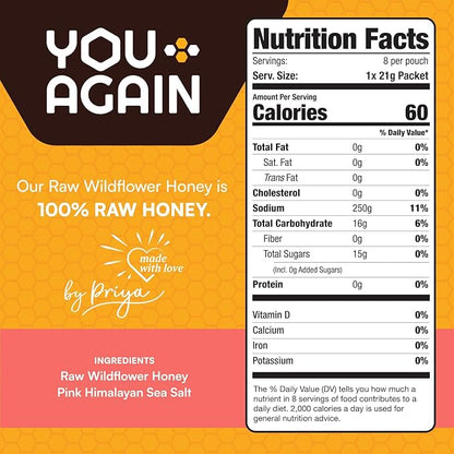 You Again Super Honey Clean Energy Gel, Honey & Salt | Electrolyte Replenishment Running Fuel | Endurance Workouts & Cycling Gel | Paleo & Carnivore Snack | Gluten-Free | Made in USA | 8-Pack