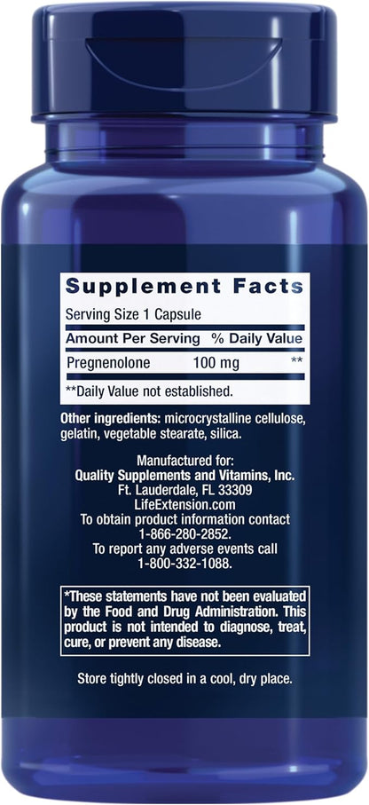 Life Extension Pregnenolone Hormone Balance 100mg, Vitamin D3 K1 K2 Iodine Immune Bone 60 Capsules Bundle