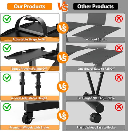 Adjustable Dumbbell Stand - Uboway Weight Stand with 4 Level Height Adjustment, Dumbbell Weight Rack with Tablet Holder and Durable Casters, Weight Holder for Adjustable Dumbbell Set, Home Gym Fitness （Bonus Foot Pads）