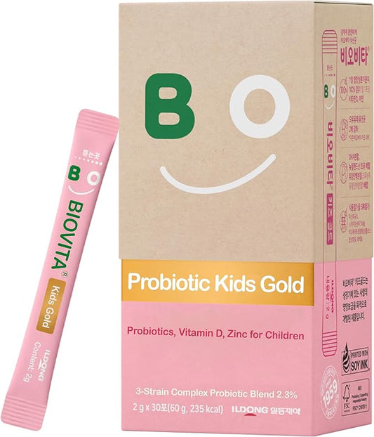 Kids Probiotics Powder (30 Sticks, 30 Days) - Support Healthy Immune & Digestive System, Strawberry Milk Flavor for Children 3-12. Bifidobacteria, Vitamin D, Zinc. Mouth-Dissolving Formula.