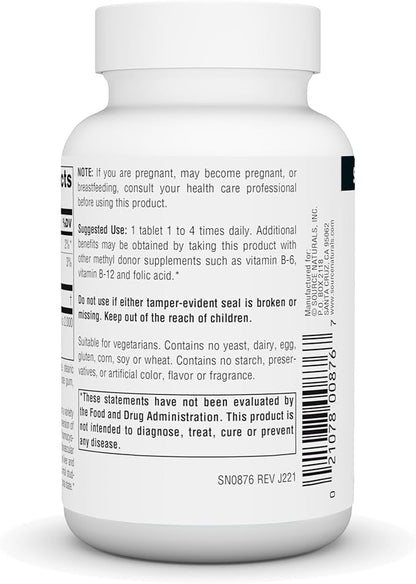 Source Naturals TMG 750mg Trimethylglycine (Anhydrous Betaine) - 60 Tablets