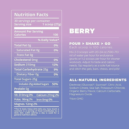 Tailwind Nutrition Endurance Fuel, Electrolyte & Hydration Sports Drink Mix Powder, Gluten-Free, Vegan, Berry, 30 Servings