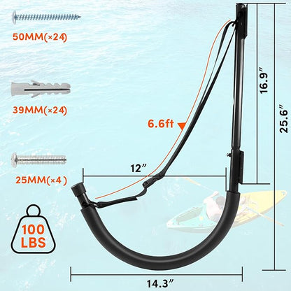 Kayak Storage,Kayak Wall Mount,Heavy Duty Steel Kayak Storage Rack Holds Up to 100 LBS with EVA Protector for Hanging Bicycle Surfboard Snowboard(6 Color,2 Style)