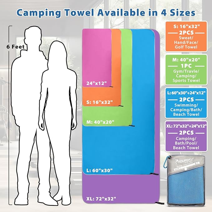 SYOURSELF Microfiber Camping Towel (M:40"x20")