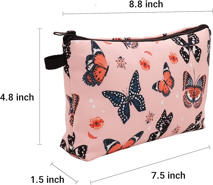 Cute Travel Makeup Bag Cosmetic Bag Small Pouch Gift for Women (Butterfly)