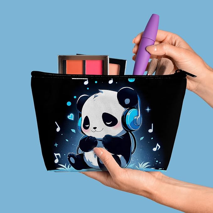 Cute Panda Makeup Bag for Women Girls Cartoon Travel Bags Cosmetic Bag Make Up Bags Zip Pouch for Travel Essentials