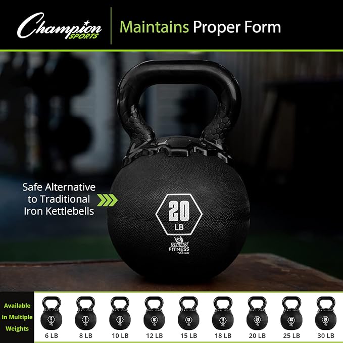 Champion Sports Rhino Kettlebell Rubber Weights