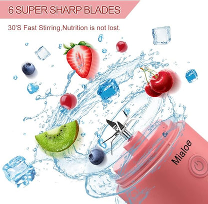 Portable Blender, for Shakes and Smoothies with 6 Blades Mini Blender 20 Oz for Kitchen,Home,Travel (Sakura Pink)