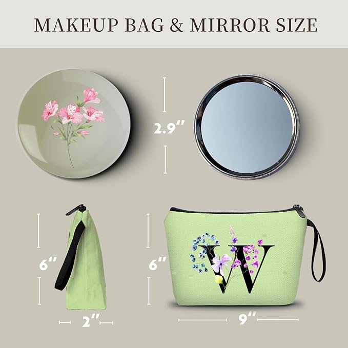 SEAMOON Birthday Inspirational Bridesmaid Proposal Team Small Gifts for Women Mom Aunt Teacher Sister Coworkers Makeup Cosmetic Bag Travel with Mirror Mothers Day Christmas Graduation W