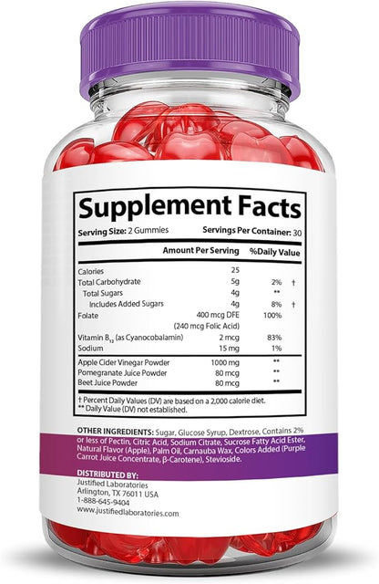 Pure Slim Keto ACV Gummies Advanced Formula 1000MG PureSlim Keto Gummies Apple Cider Vinegar Formulated with Pomegranate Beet Juice Powder B12 Vegan Non GMO 60 Gummys