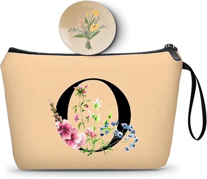 SEAMOON Happy Birthday Friendship Bridesmaid Team Gifts for Employees Women Mom Girl Daughter Teenage Personalized Make up Cosmetic Bag Travel with Mirror Mothers Day Christmas Graduation O