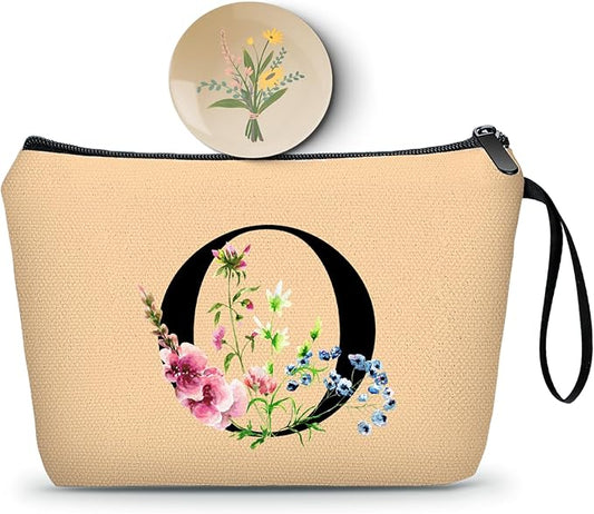 SEAMOON Happy Birthday Friendship Bridesmaid Team Gifts for Employees Women Mom Girl Daughter Teenage Personalized Make up Cosmetic Bag Travel with Mirror Mothers Day Christmas Graduation O
