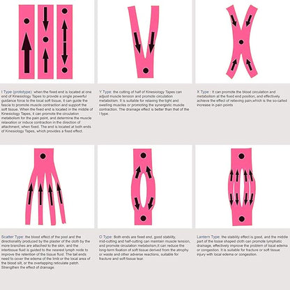 MUEUSS Kinesiology Tape Elastic Cotton Athletic Tape Precut Strips,Waterproof Tape for Protects Muscles,Knees,Shoulders Plantar Fasciitis Pain Relief,Pregnancy Belly Tape (2rolls Black&Pink)