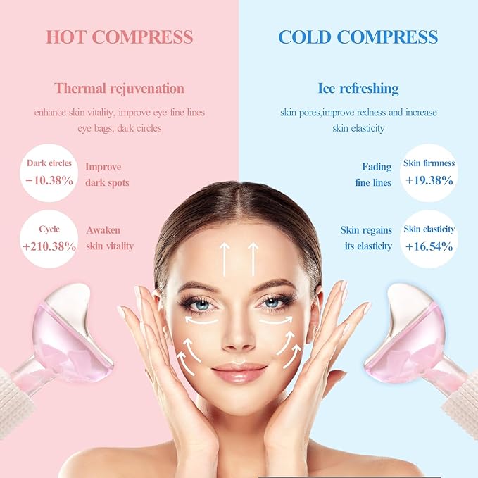 Ice Globes - Tighten Skin and Reduce Puffiness, Facial Cold or Hot Skin Massagers, Enhance Circulation for Face (Pink)