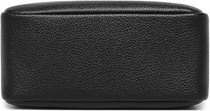PU leather Organizer Bag Lightweight Cosmetic Bag with Ring Clasp Perfect Travel Makeup Bag for Women (Black/PU)