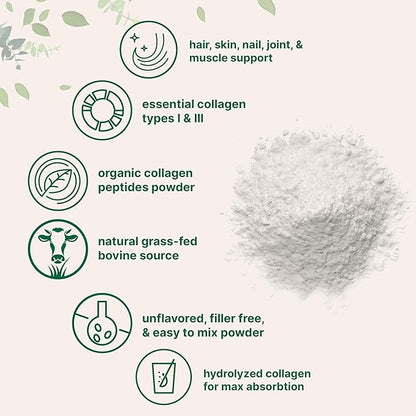 Micro Ingredients Organic Hydrolyzed Collagen Peptides Powder, 12oz | Type I & III Bovine Collagen for Women & Men | High Absorption | Unflavored, Keto & Paleo Friendly | Easy to Mix, Non-GMO