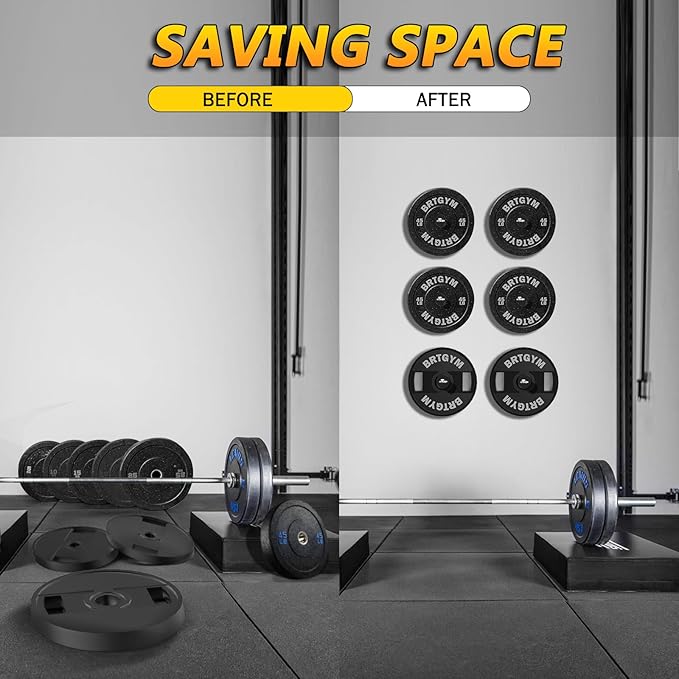 Wall Mounted Weight Plate Holder, Fit 2inch Olympic Weight Plates, Max Weight Capacity 275 lb, Heavy Iron Construction, Mounting Hardware Included