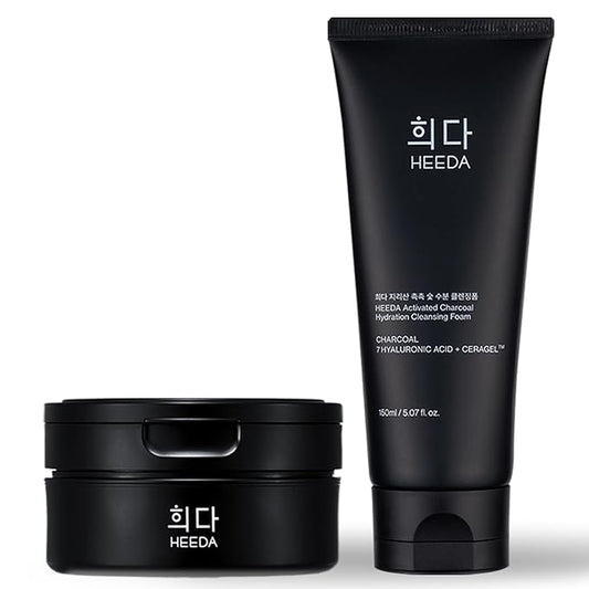 Charcoal Double Cleansing Duo, Hydrating & Purifying, Pore and Blackhead Deep Cleanse, Glass Skin Facial Skincare