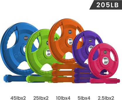 SPART 2-Inch Color Rubber Coated Olympic Grip Plate 2.5LB/5LB/10LB/25LB/35LB/45LB, Two