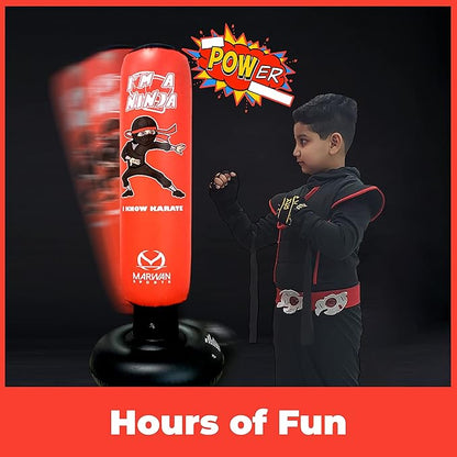 Durable Inflatable Kids Punching Bag for Karate and Boxing – Bounce-Back Martial Arts Bag for Boys and Girls, Great Birthday Gift to Relieve Energy and Build Skills for Boys Ages 4-12