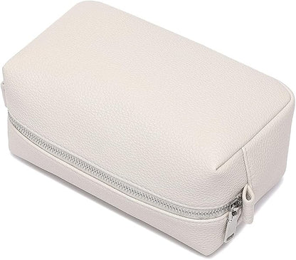 PU leather Organizer Bag Lightweight Cosmetic Bag with Ring Clasp Perfect Travel Makeup Bag for Women (French Oak/PU)