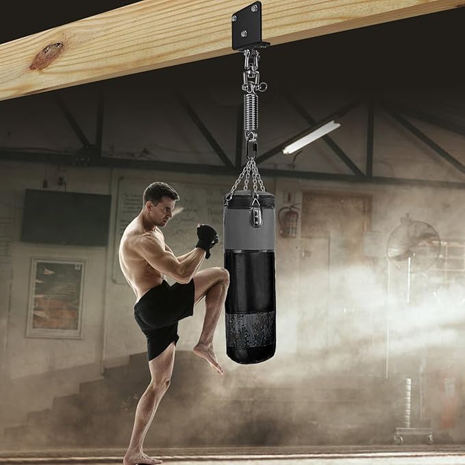 Punching Bag Hanger with Spring Beam Hanger Bracket with Stainless Steel Chain Punching Bag Hanging kit Boxing Bag Beam Mount 360° Swivel Hook for Hanging Heavy Bag, Muay Thai