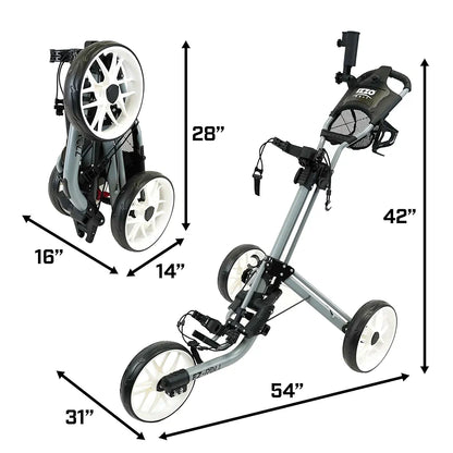IZZO Golf EZ-Roll 3 Wheel Push Cart - Golf 3 Wheel Push cart