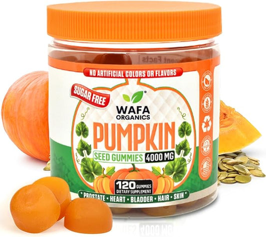 Sugar-Free Pumpkin Seed Oil Gummies 4000 mg - Prostate & Bladder Control Gummies Supplement, Non-GMO, No Artificial Ingredients, Hair Growth & Heart Support, Vegan Extract for Men & Women - 120 Count