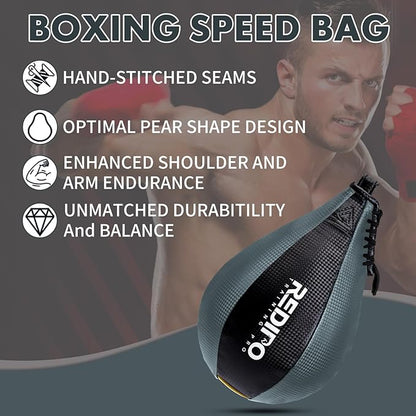 Boxing Speed Bag - PU Leather Speed Punching Ball for Boxing, MMA Training Speed Ball Reflex Ball Boxing Equipment, Punching Bag Workout Kicking Training Home Gym Exercise Speed Ball
