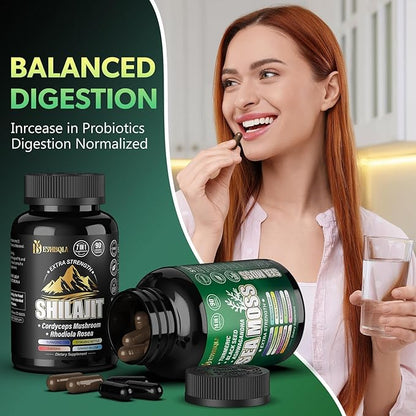 Sea Moss and shilajit Bundle - 90 Count - Sea Moss, Black Seed Oil, Ashwagandha, Turmeric & Shilajit, Rhodiola Rosea,Burdock, Bladderwrack 21 in 1 Supplements (2 Packs) Brown