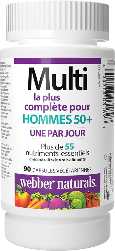 Webber Naturals Men's 50+ Most Complete Multi, 90 Vegetarian Capsules