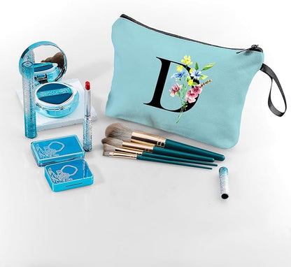 SEAMOON Women Birthday Maid of Honor Monogrammed Gifts for Bride Bridesmaid Sister Friend Her Teacher Makeup Cosmetic Bag with Mirror Mothers Day Christmas Graduation D