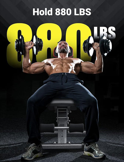 YOLEO MAX Weight Bench 880LB Adjustable 90 Degree 6'56''